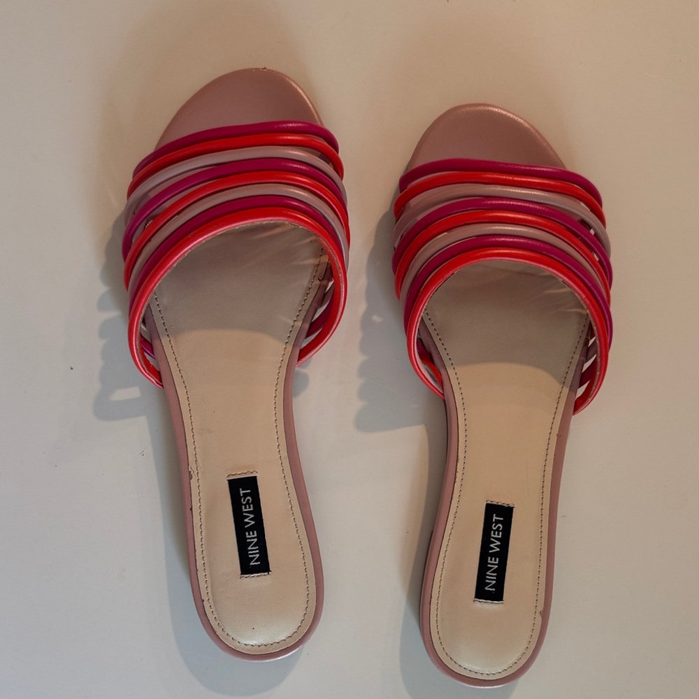 Nine West Pink and Orange Strappy Sandals